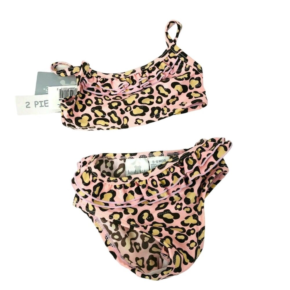 Koala Kids Bikini Baby Girl 3-6 mos Bathingsuit Pink Leopard Swimsuit NWT 2 Piec